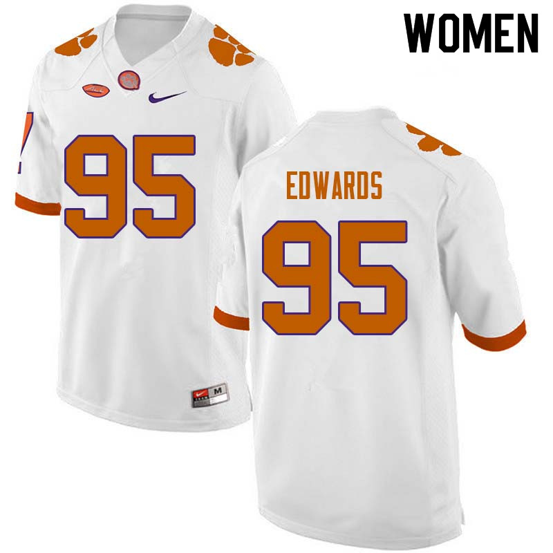 Women #95 James Edwards Clemson Tigers College Football Jerseys Sale-White - Click Image to Close